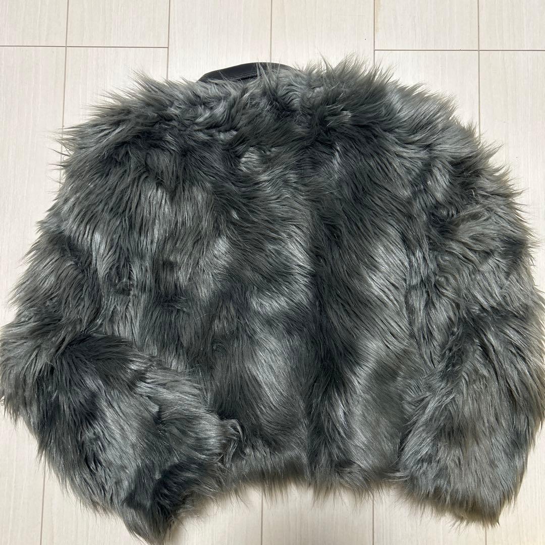 GYDA レイヤードエコファーライダースジャケット グレー ジェイダ