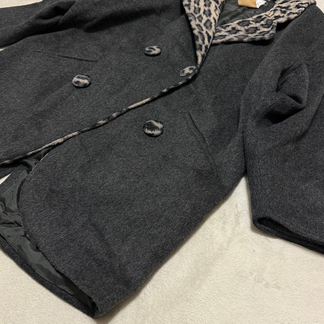 フェンディ　ウールチェスターコート　40 L レオパード　ダブル　ダークグレー