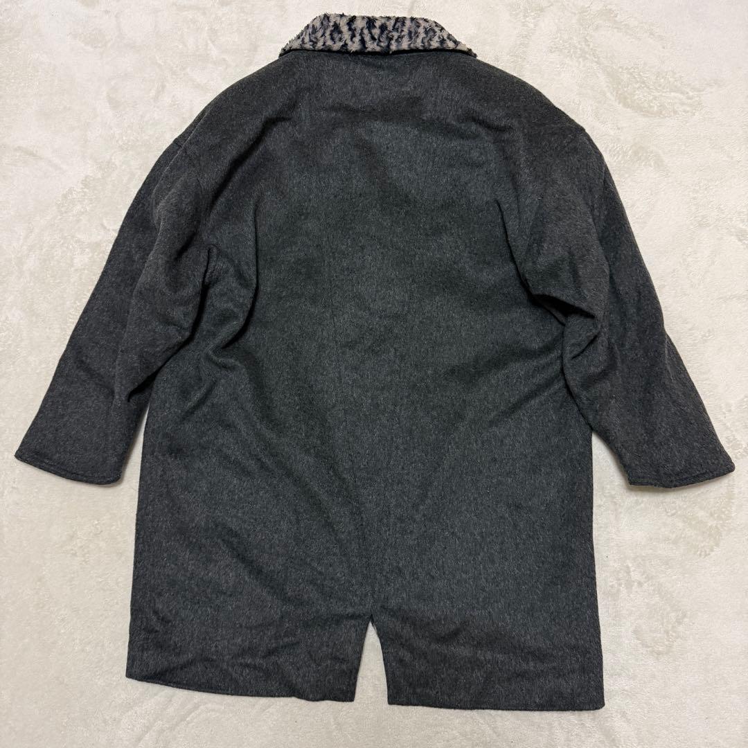 フェンディ　ウールチェスターコート　40 L レオパード　ダブル　ダークグレー