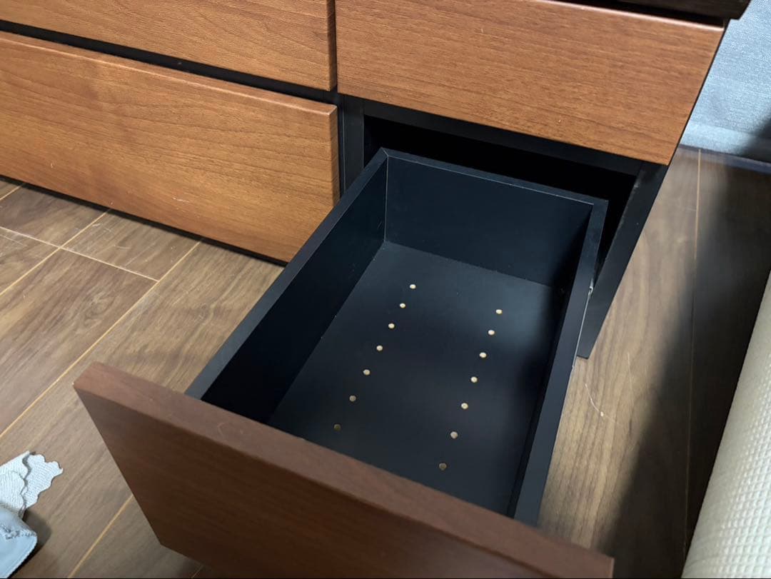 値下げ　木製テレビ台 ダークブラウン 6引き出し