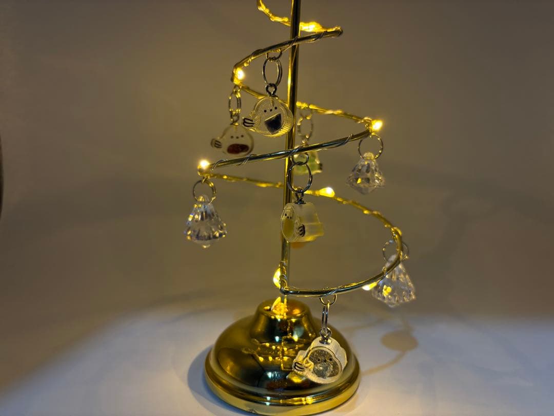 天然石　シマエナガクリスマスツリー　常夜灯