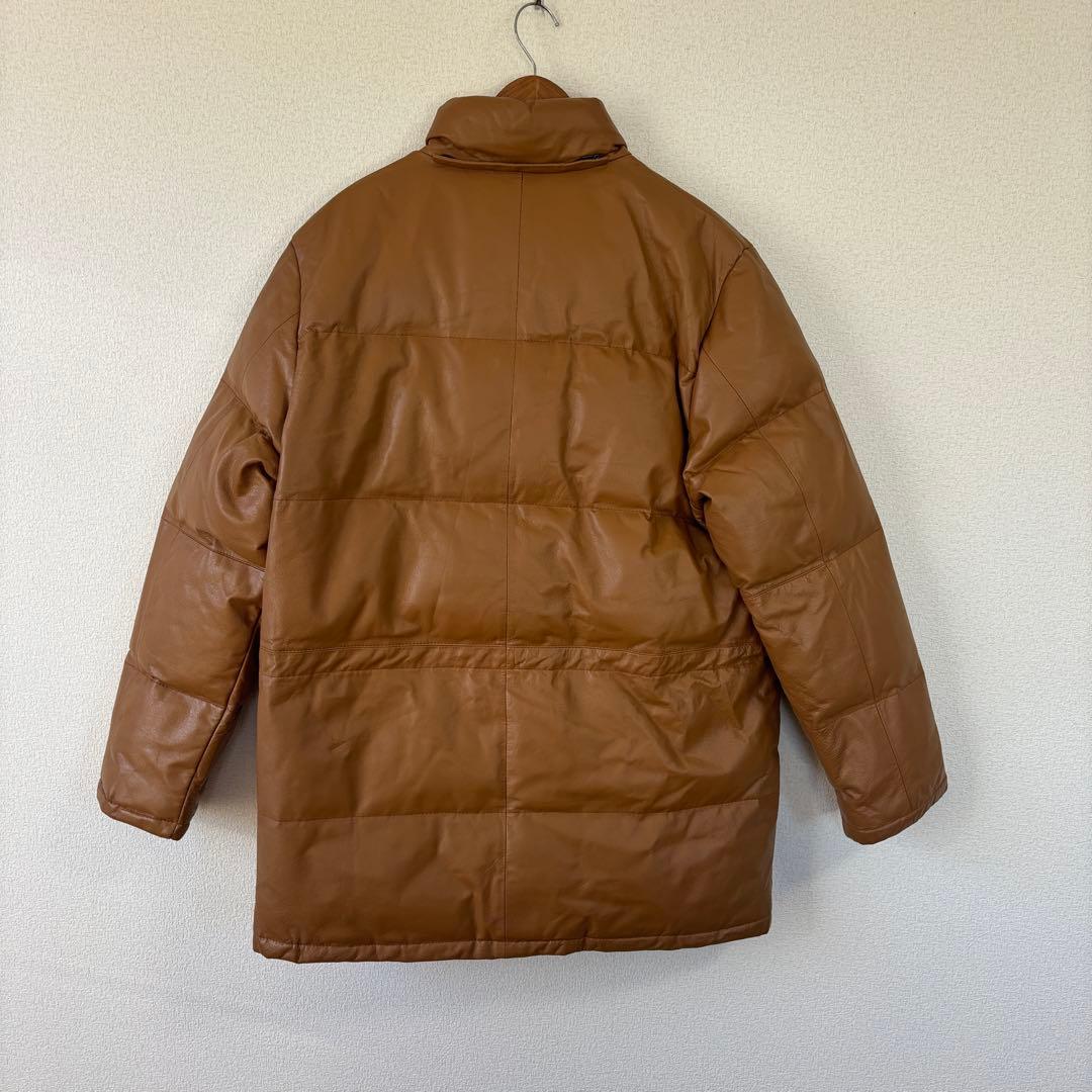 本革 レザーダウンジャケット 　ジャンパー　牛革　キャメル　LLサイズ