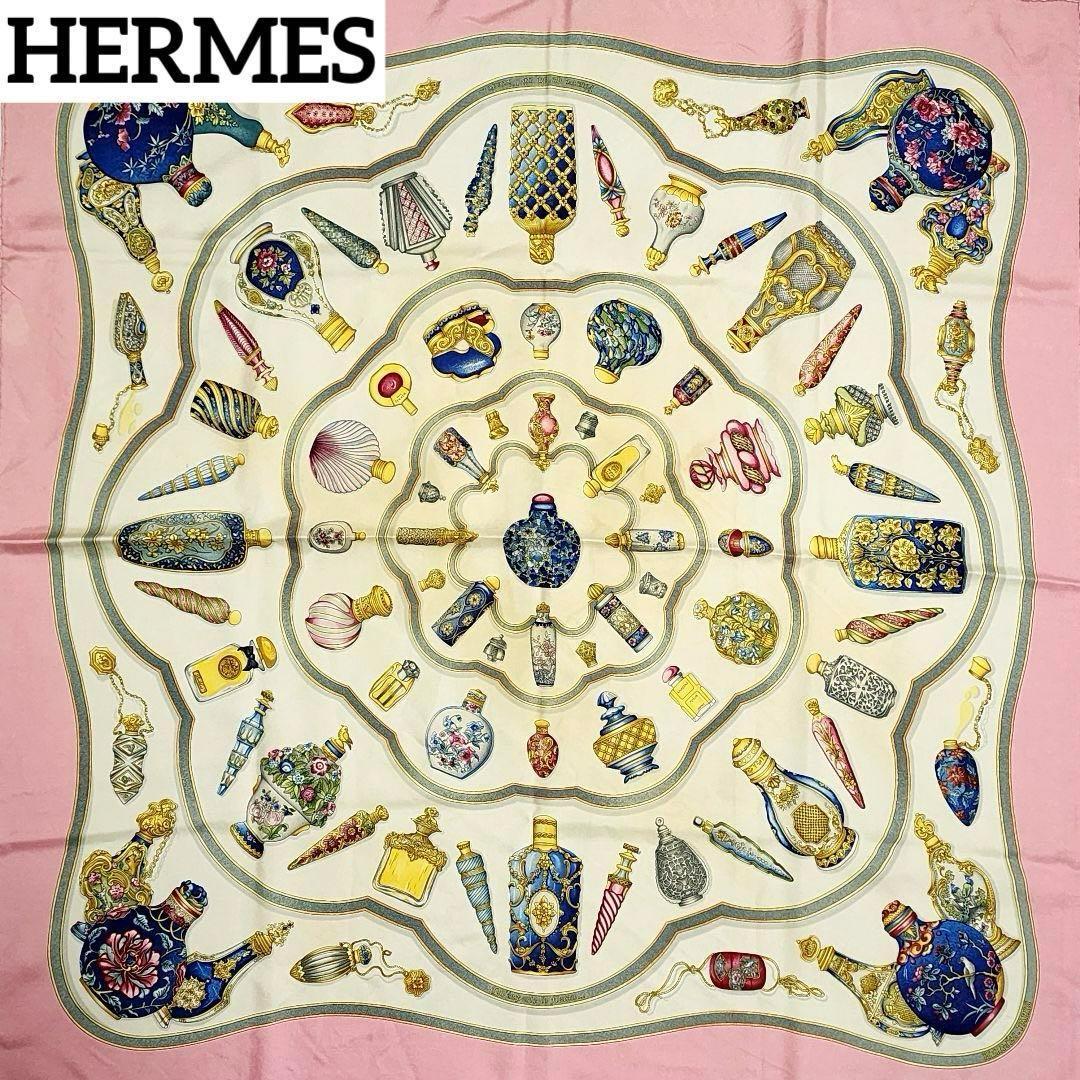 ☆HERMES☆ スカーフ カレ90 香水瓶 ピンク