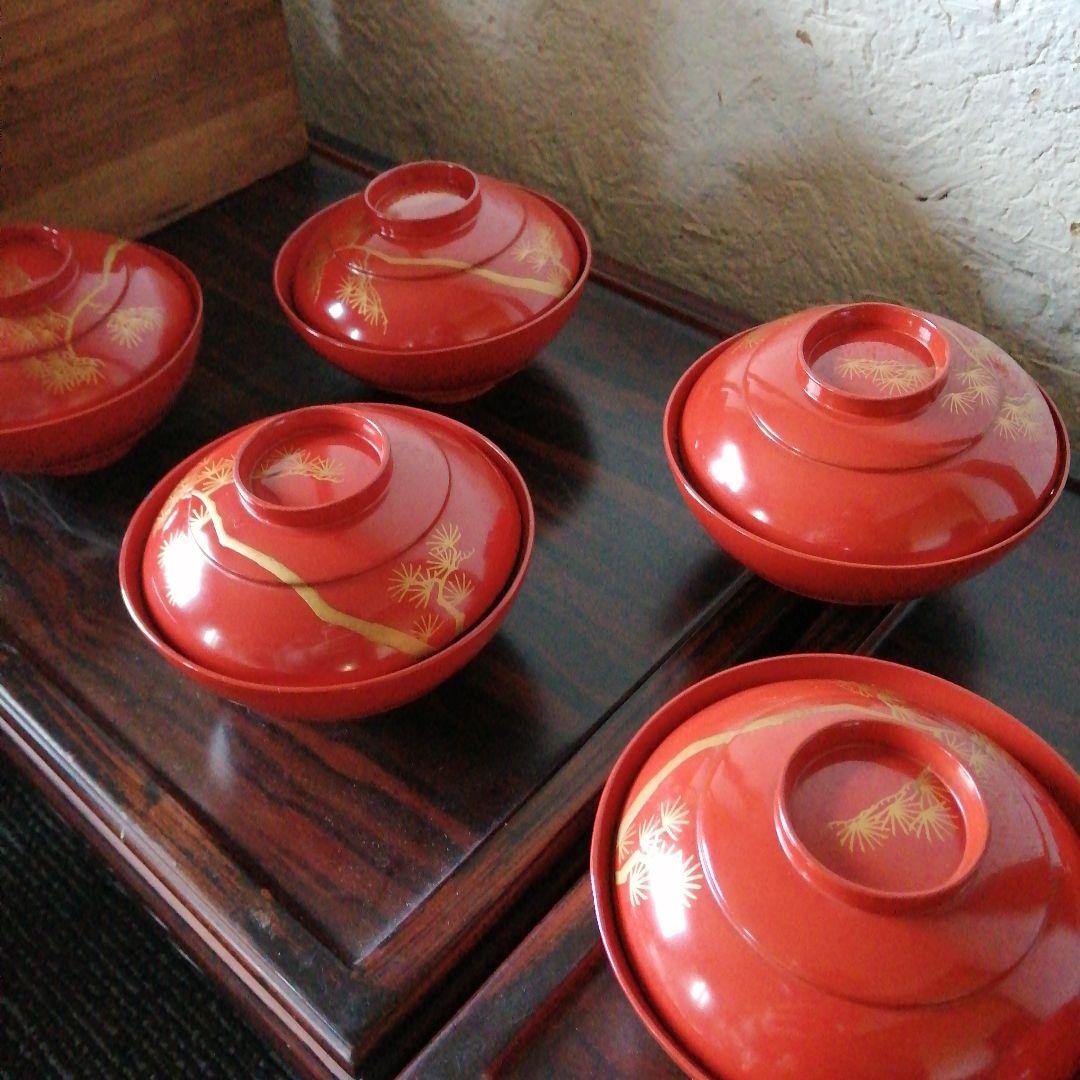 漆器　蒔絵蓋付吸物椀　12cm　15客　明治〜大正期