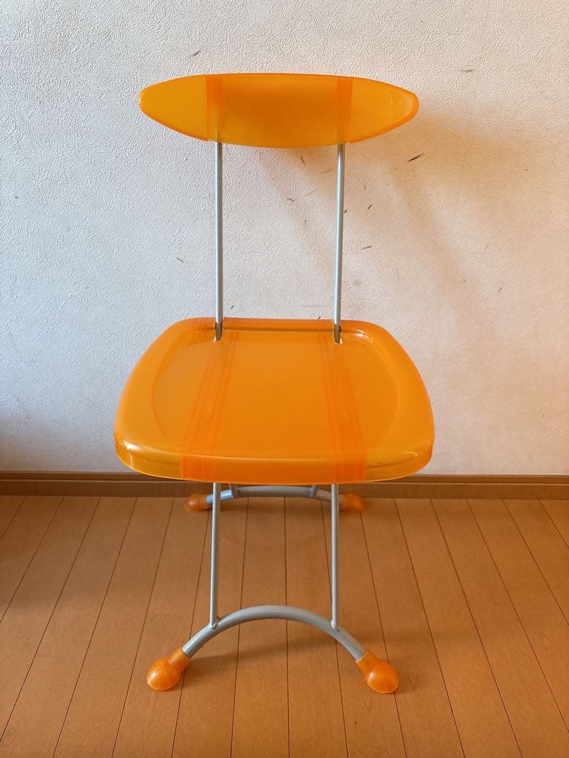 ポストモダン　90's 00's 折り畳み　チェア　椅子　クリア　オレンジ