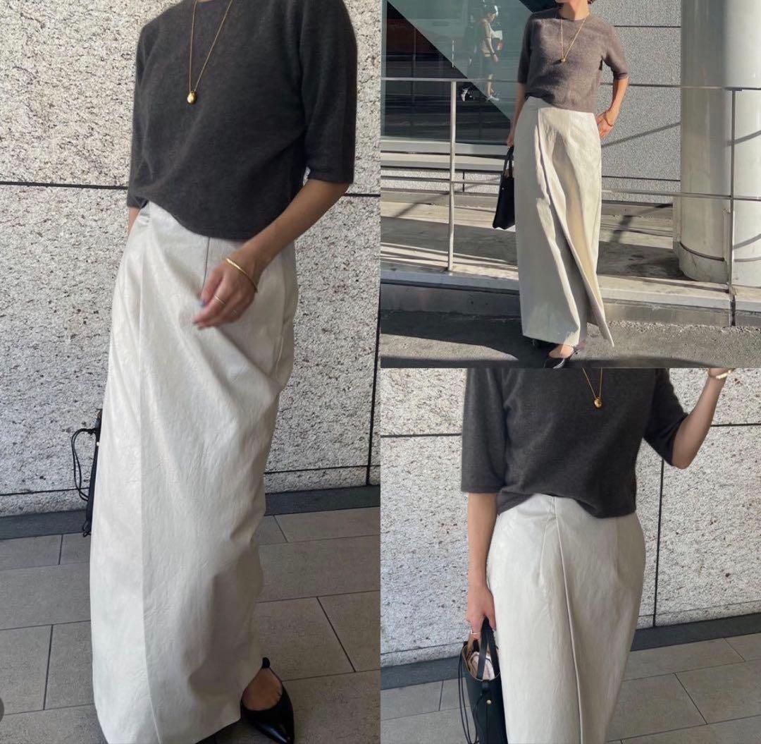 【新品未使用】ETRE TOKYO　フェイクレザーラップスカート　Mサイズ