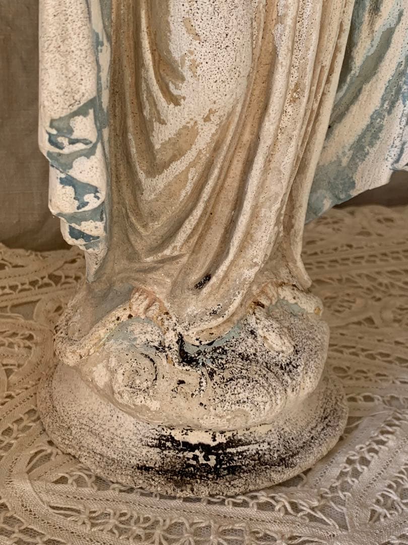 フランスアンティーク 聖母マリア 無限罪のマリア 不思議のメダイ 石膏像