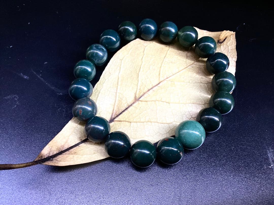 サックスブルー*出雲石ブレスレット 濃厚青緑 *希少色【碧玉】16cm 本物保証