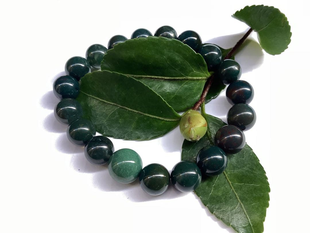 サックスブルー*出雲石ブレスレット 濃厚青緑 *希少色【碧玉】16cm 本物保証