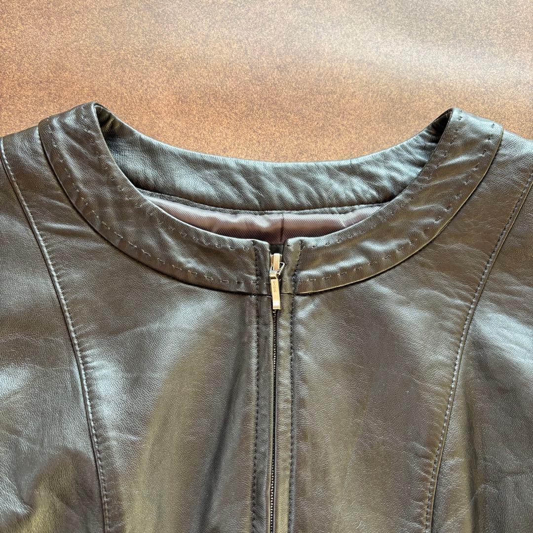 新品 UNTITLED アンタイトル レザージャケット ラム ノーカラー 黒