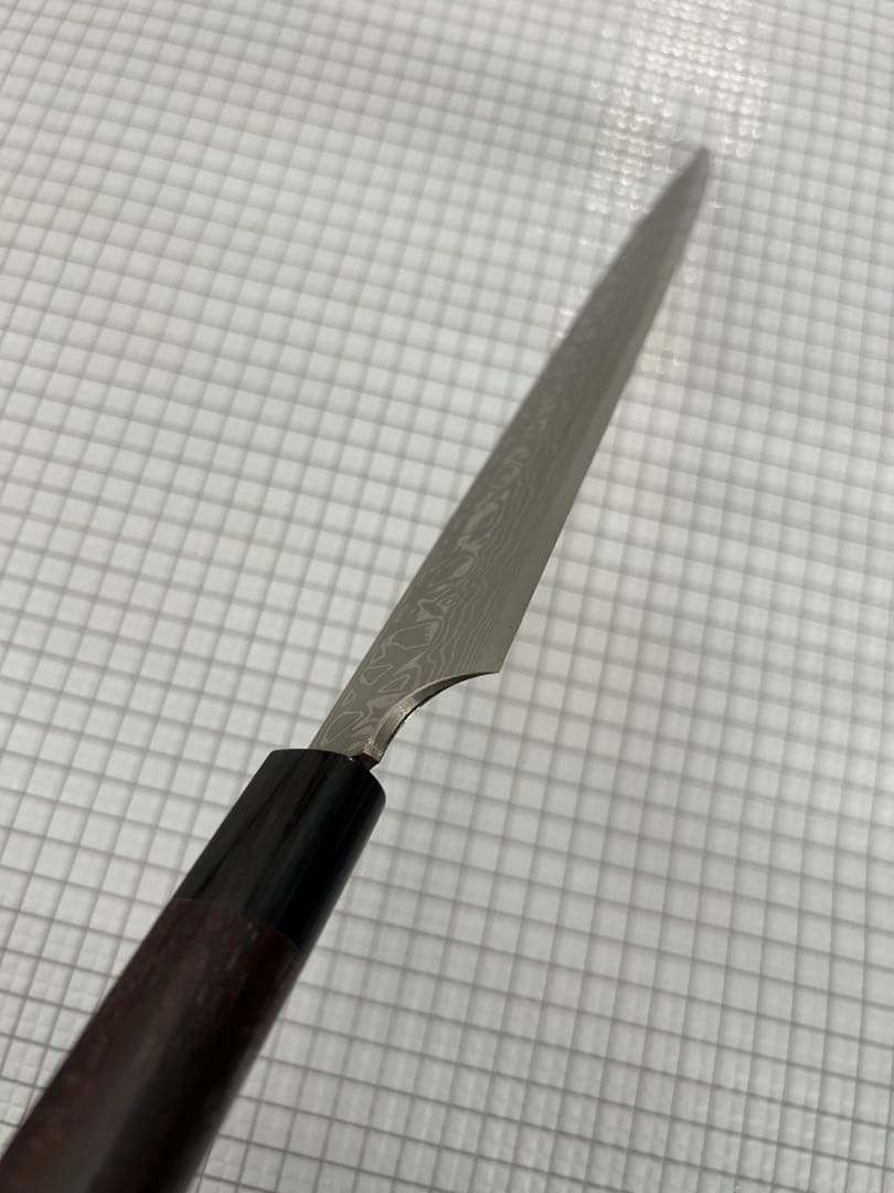 仙助 柳刃包丁 包丁 300mm 安来鋼青紙２号 ダマスカス 紫檀シノギ柄 ①