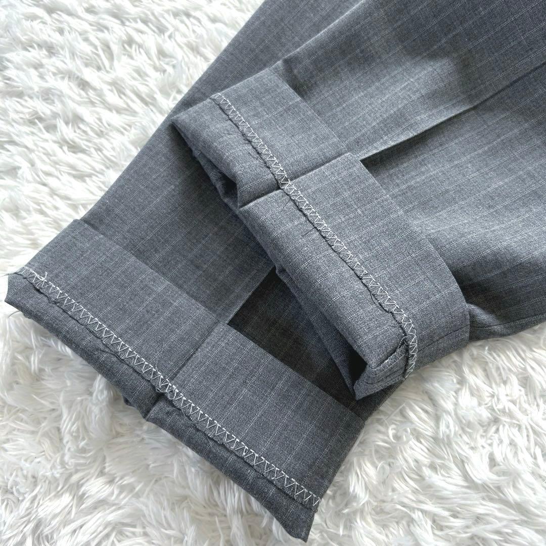 【極美品・大きいサイズ 44】　23区　パンツスーツ　ビジネス　ストライプ　灰色