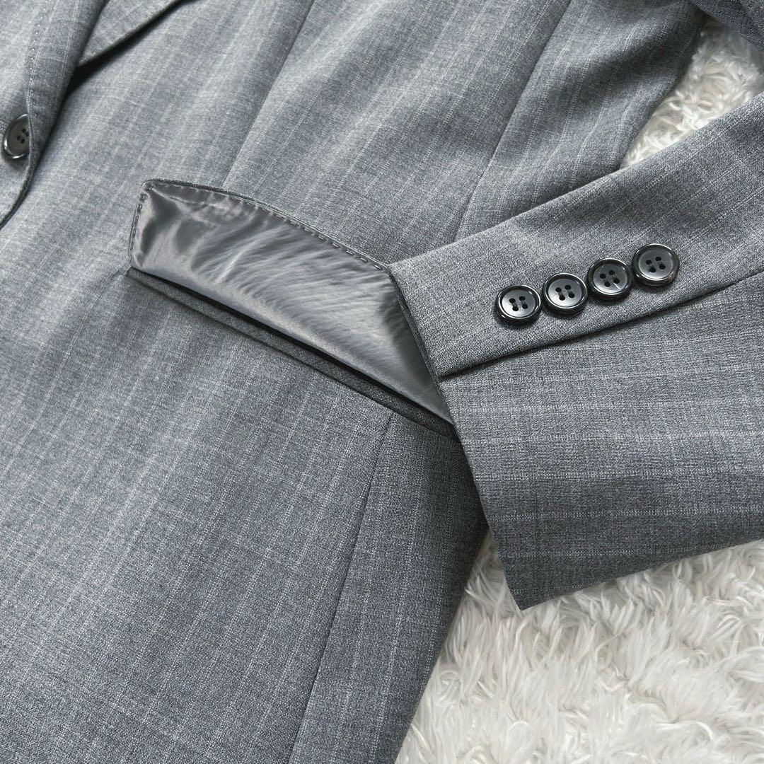 【極美品・大きいサイズ 44】　23区　パンツスーツ　ビジネス　ストライプ　灰色