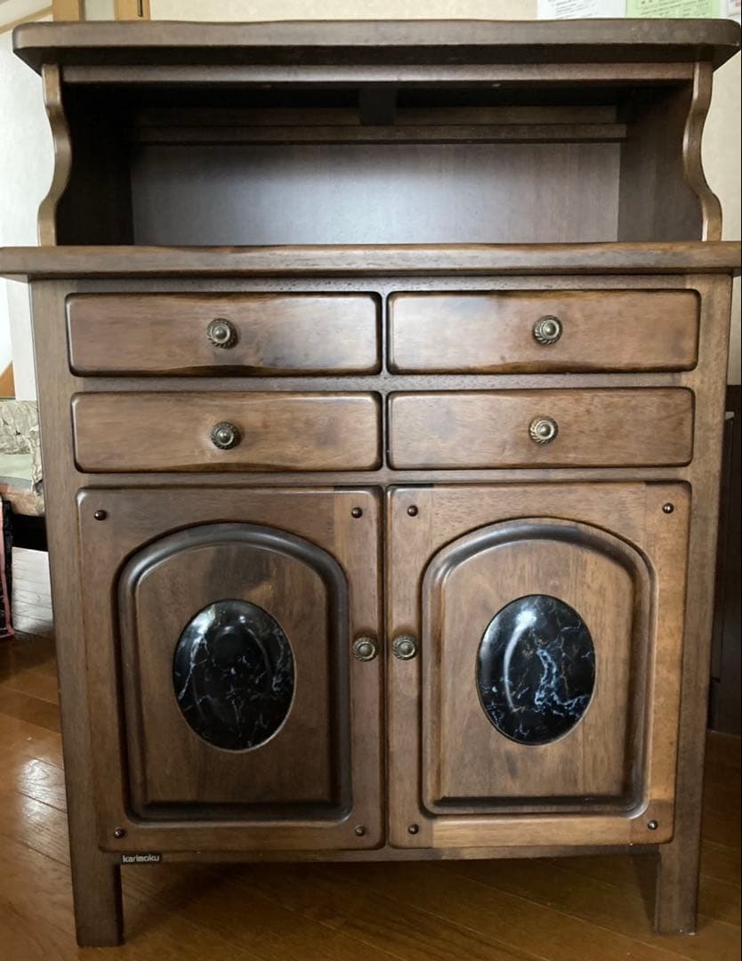 【カリモク/ karimoku】 大理石調W68×H70 キャビネット 電話台