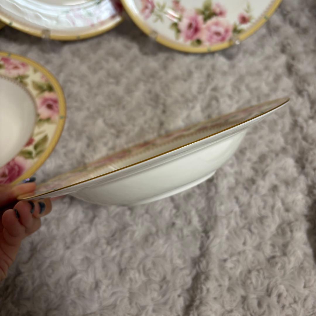 ノリタケ　ハートフォード　６点セット　プレート　スープ皿　金彩　花柄　ピンク