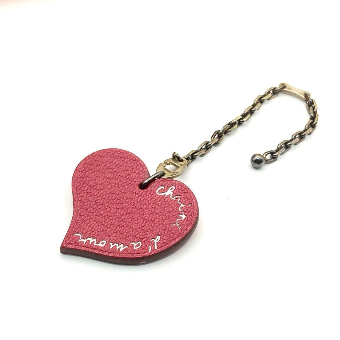 【美品】エルメス　レザーキーホルダー　ハート　バレンタイン限定　オレンジ×ピンク