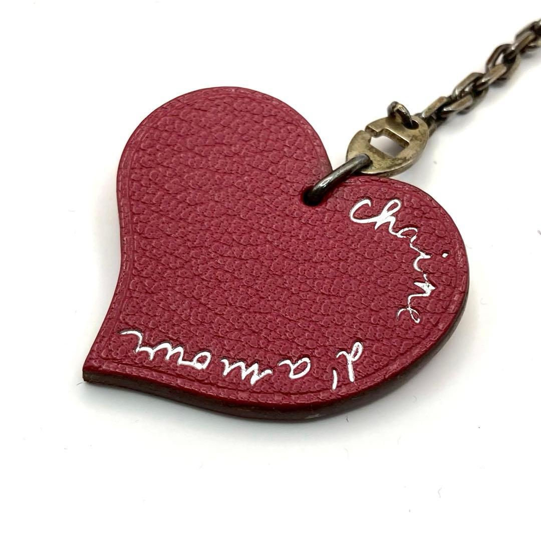 【美品】エルメス　レザーキーホルダー　ハート　バレンタイン限定　オレンジ×ピンク