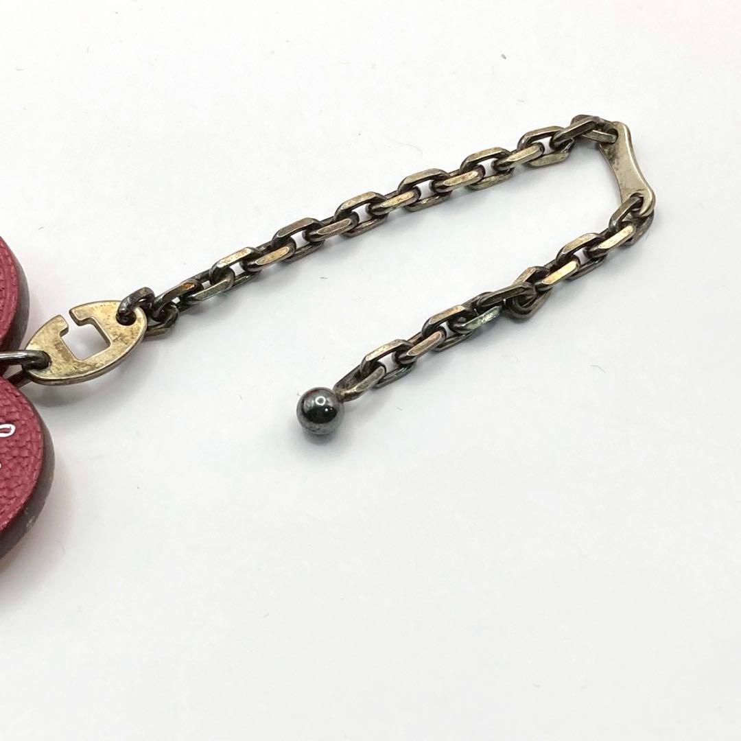 【美品】エルメス　レザーキーホルダー　ハート　バレンタイン限定　オレンジ×ピンク