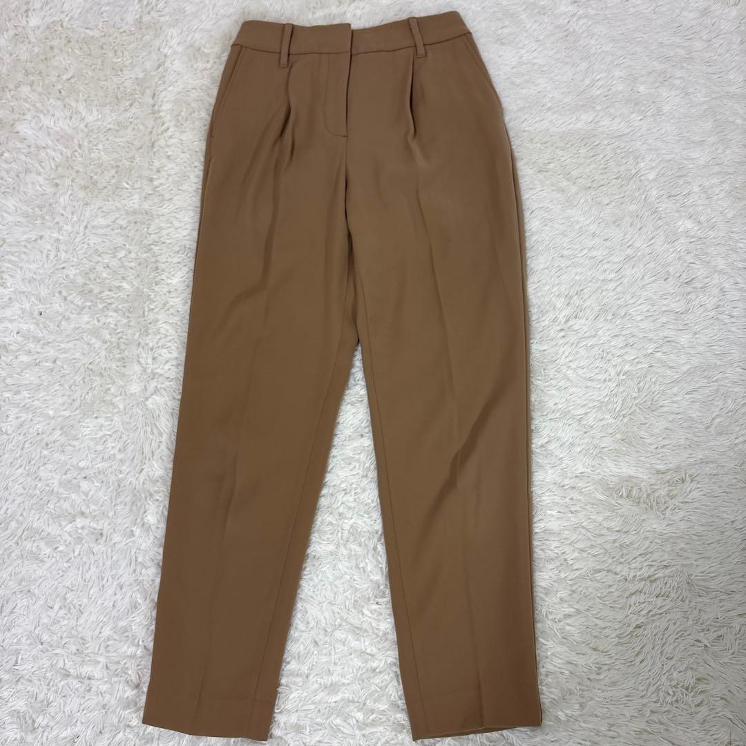 美品　プラステ　ノーカラー　セットアップXS　ベージュ　ポリエステル　ベルト