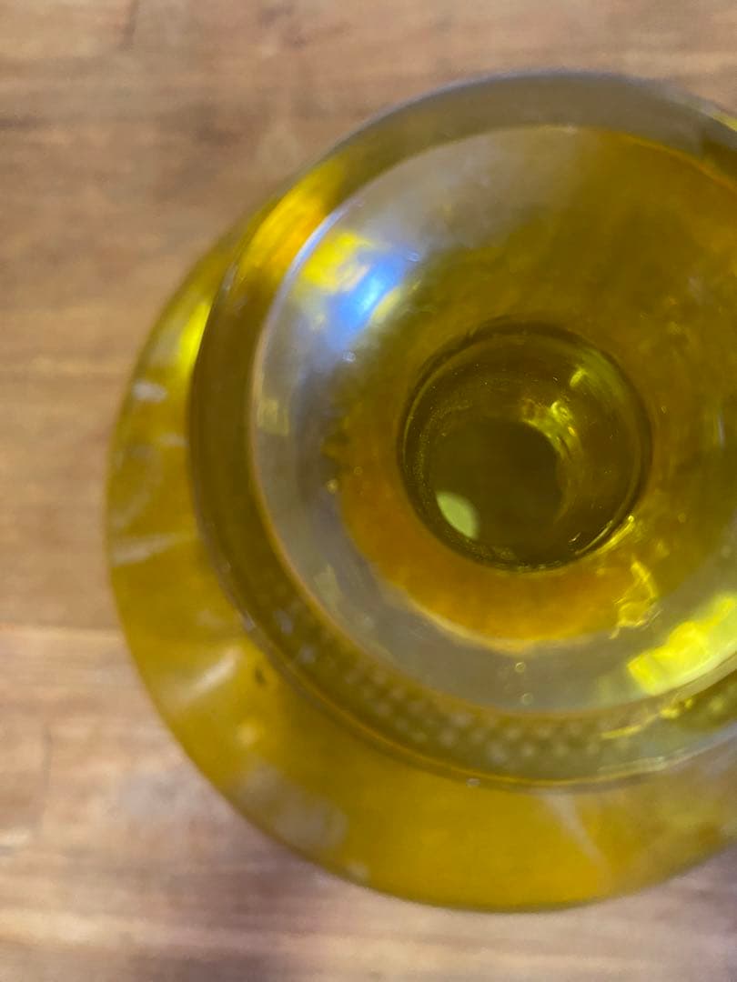 ハンドメイド　ガラス花瓶　黄色　フラワーベース　アンバーガラス　手づくり