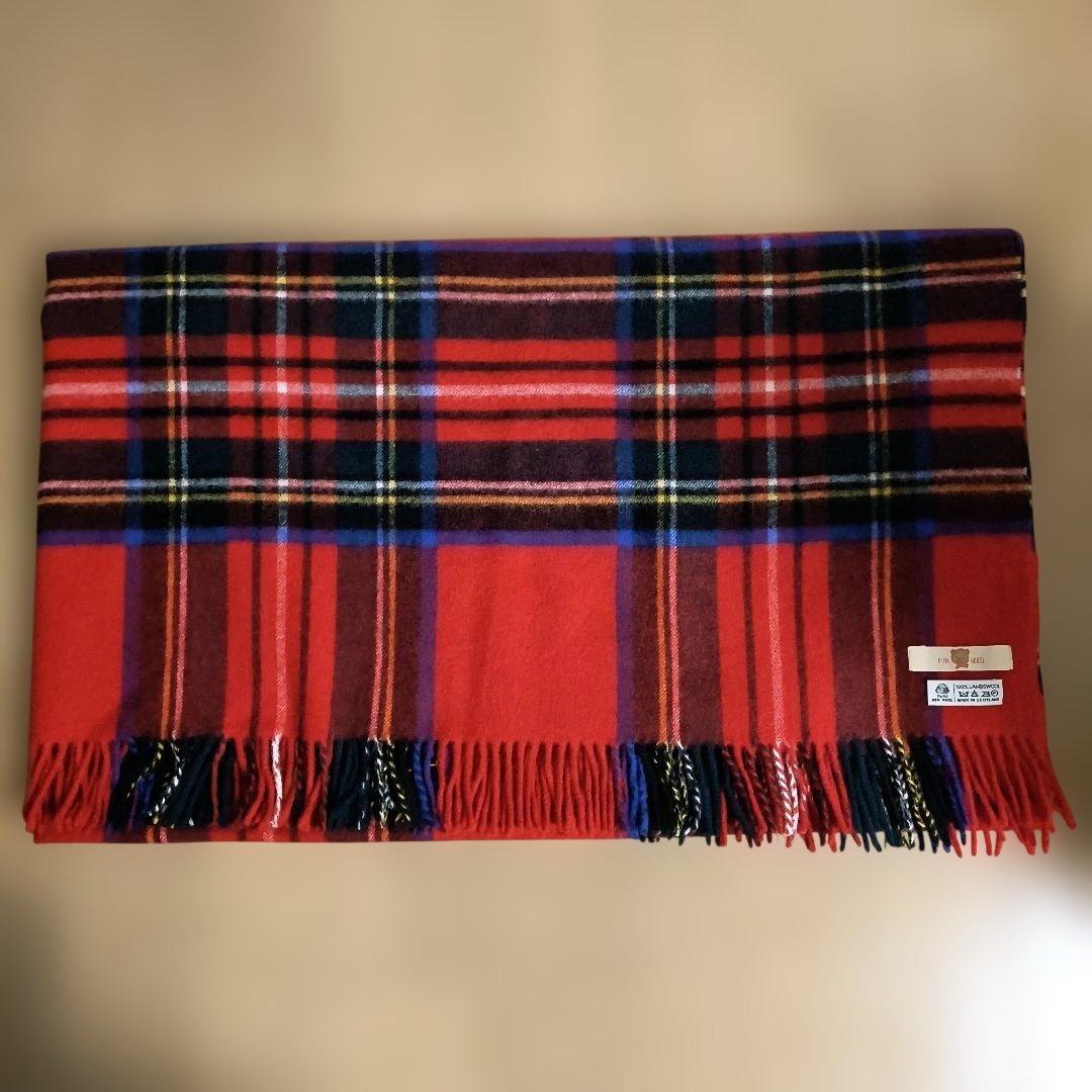 PINK HOUSE チェック柄ラムウールブランケット（中古品）