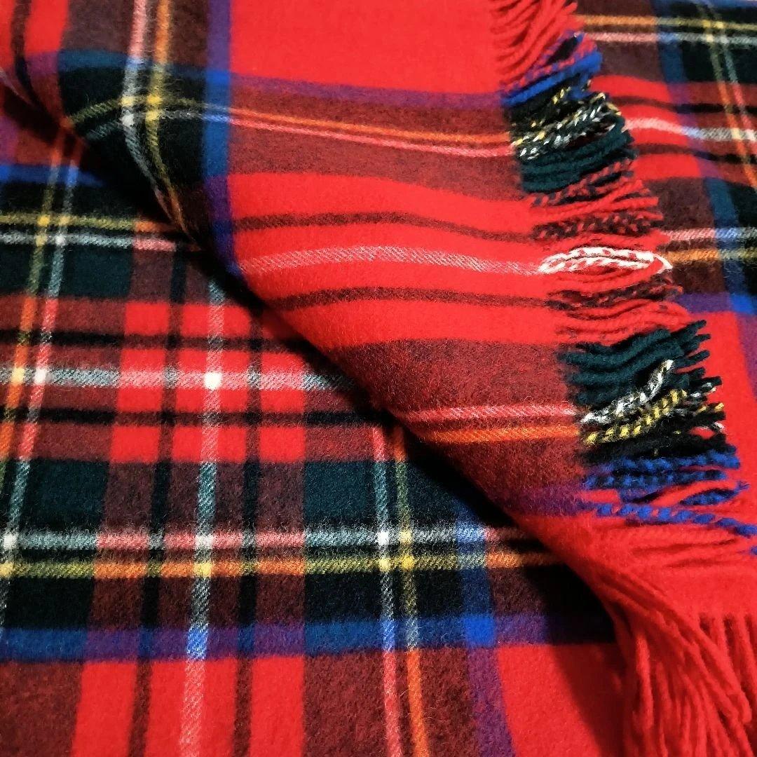 PINK HOUSE チェック柄ラムウールブランケット（中古品）