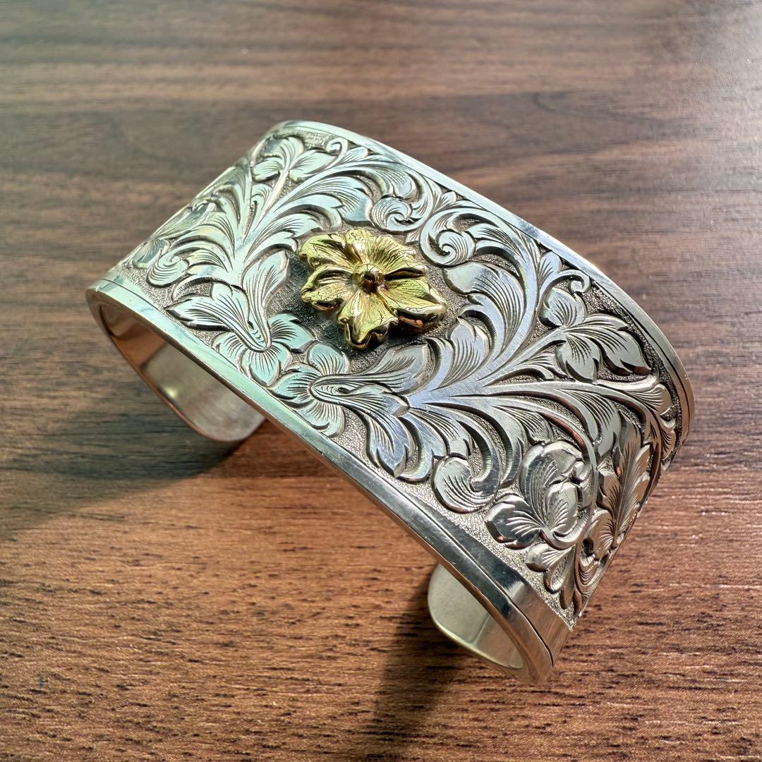 KARAKUSA BANGLEシルバー 100g 3cm幅　唐草バングル