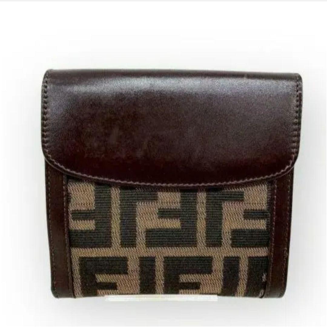 【希少/美品】FENDI フェンディ ズッカ柄 FFロゴ 二つ折り財布 元箱付き