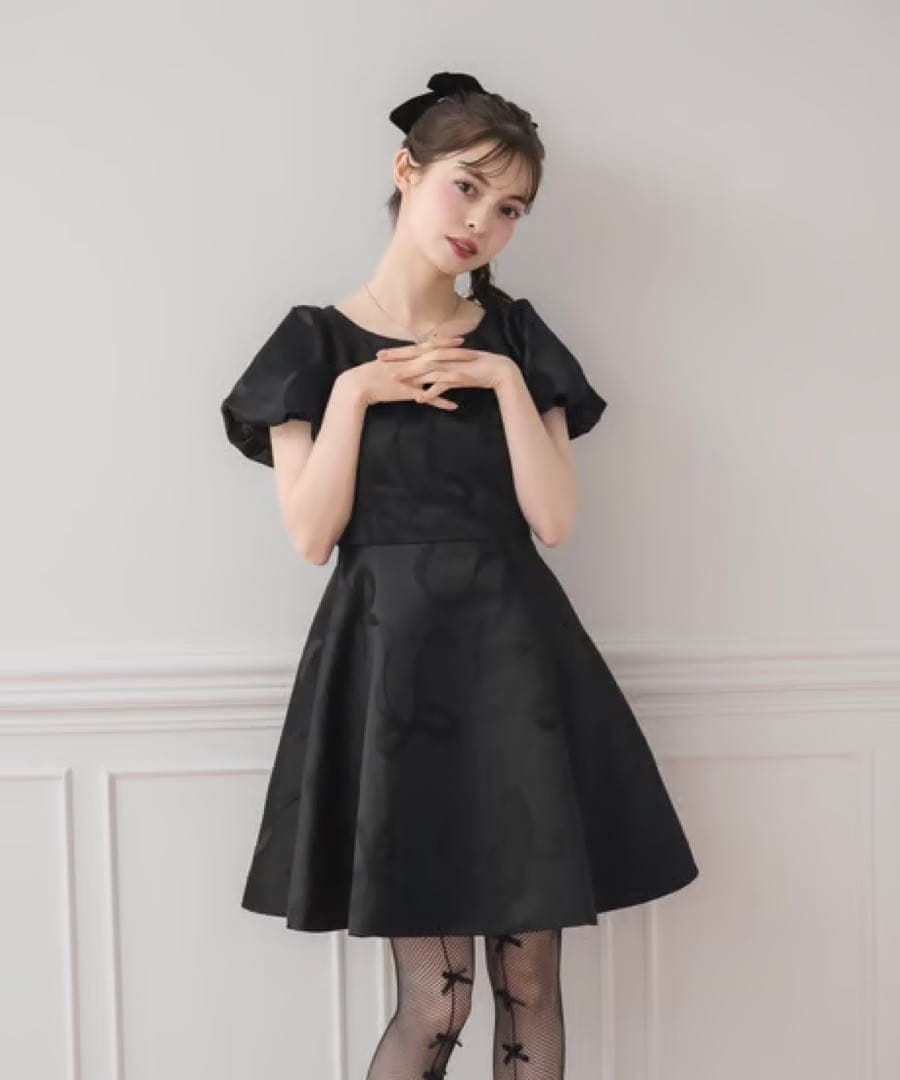 DOLCE LICHE リボンジャガードミニワンピース