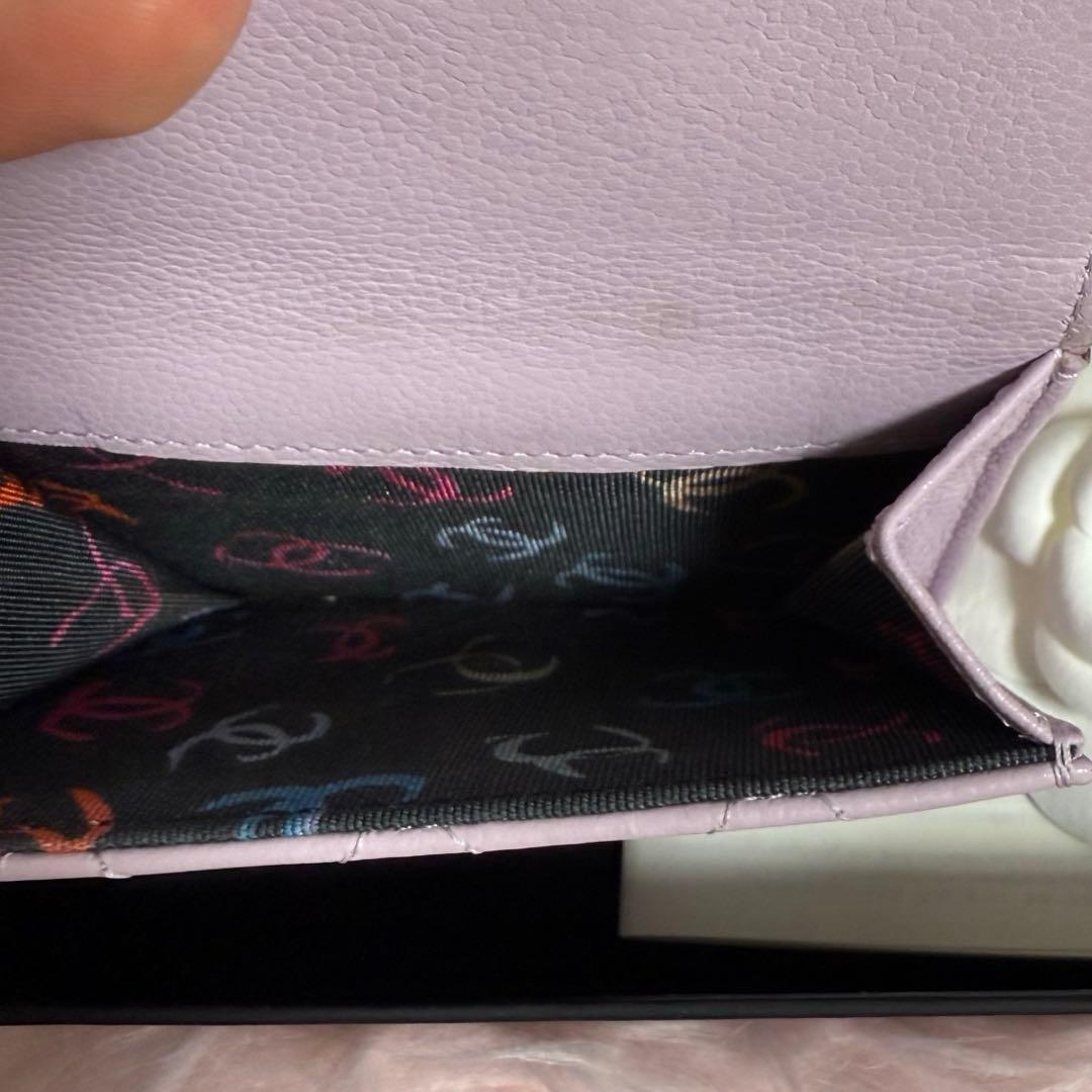 CHANEL　三つ折りウォレット　キャビアスキン　ピンク