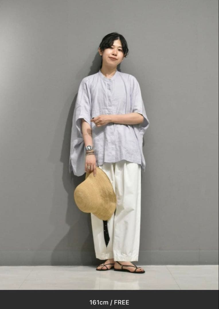 かぐれ　リネンスクエアケープシャツ　ブラック