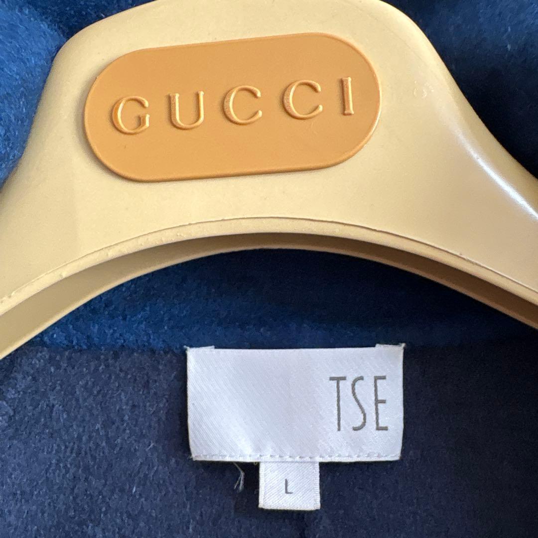 TSEセイ一重仕立てカシミヤ100% ロングステンカラーコート L