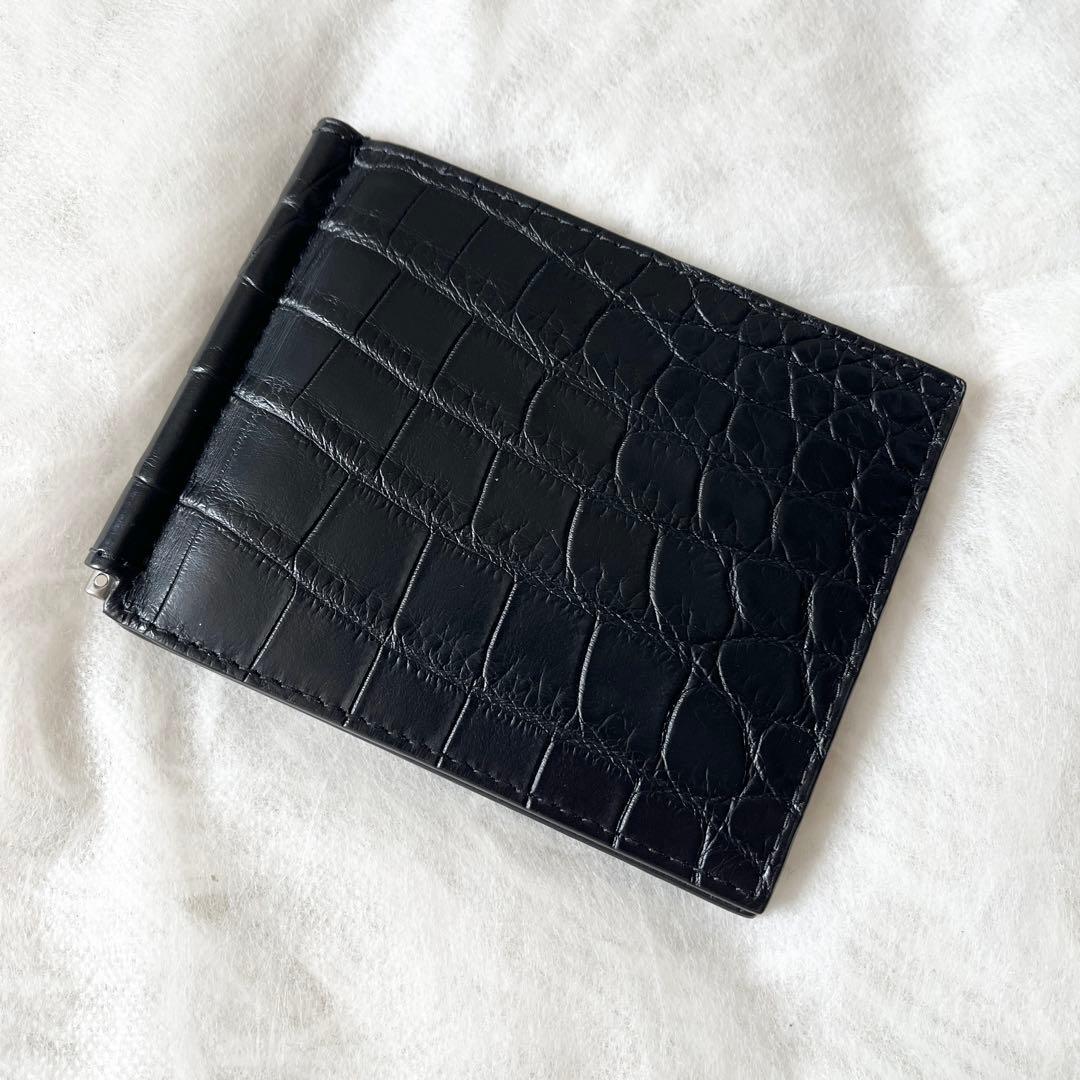ボッテガヴェネタ　マネークリップ　クロコダイル　黒　ブラック　札入れ　メンズ