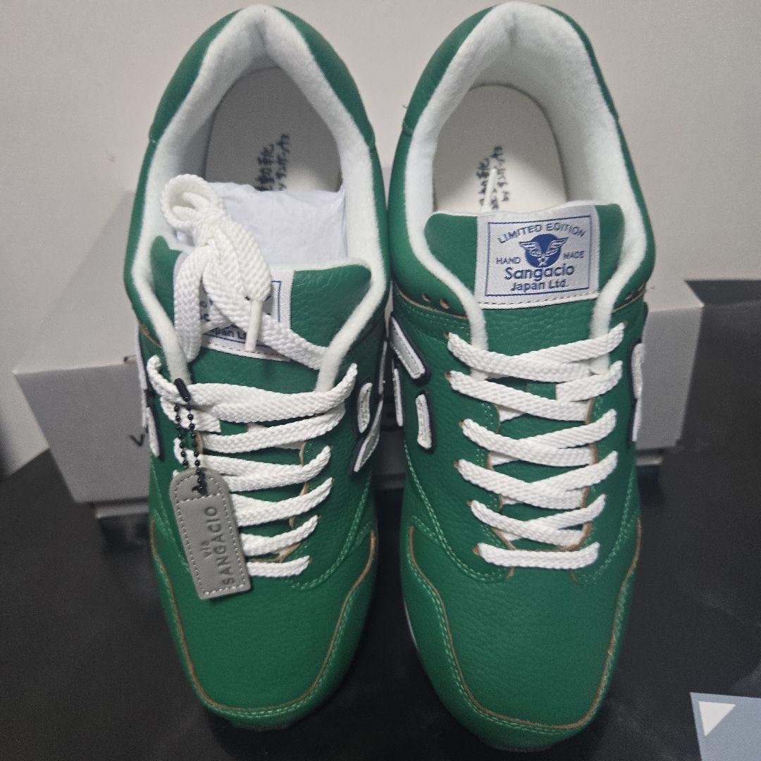 SANGACIO スニーカー US10.5 グリーン(レザー製)