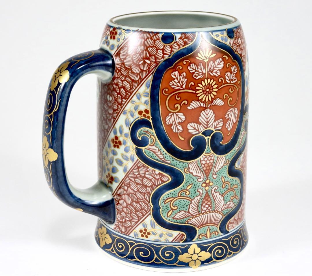 【専用】林九郎窯 二方割木甲牡丹 ジョッキ ビアジョッキ ビールジョッキ 金縁