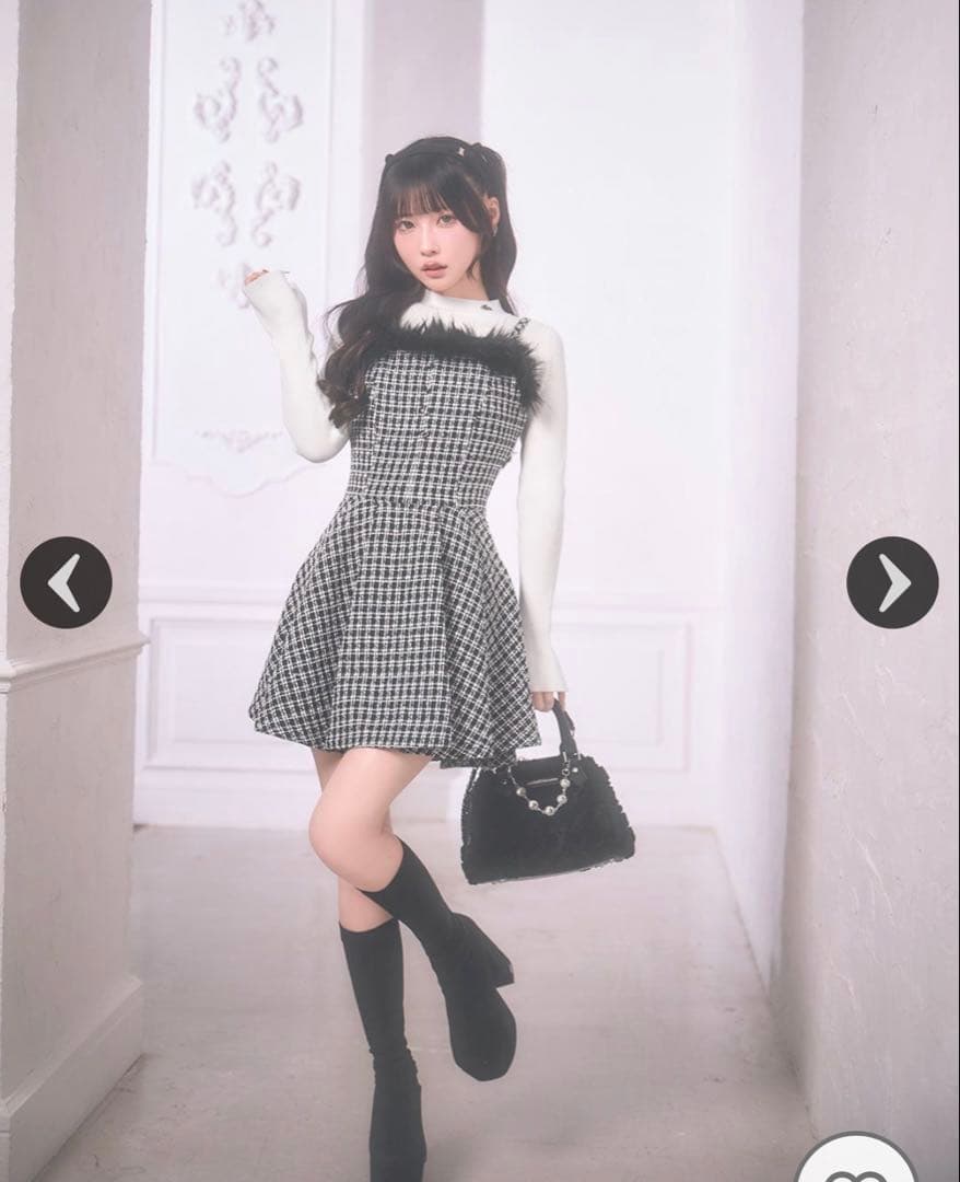 【値下げ中】ミシェルマカロン フェザーツイードニットセットワンピース