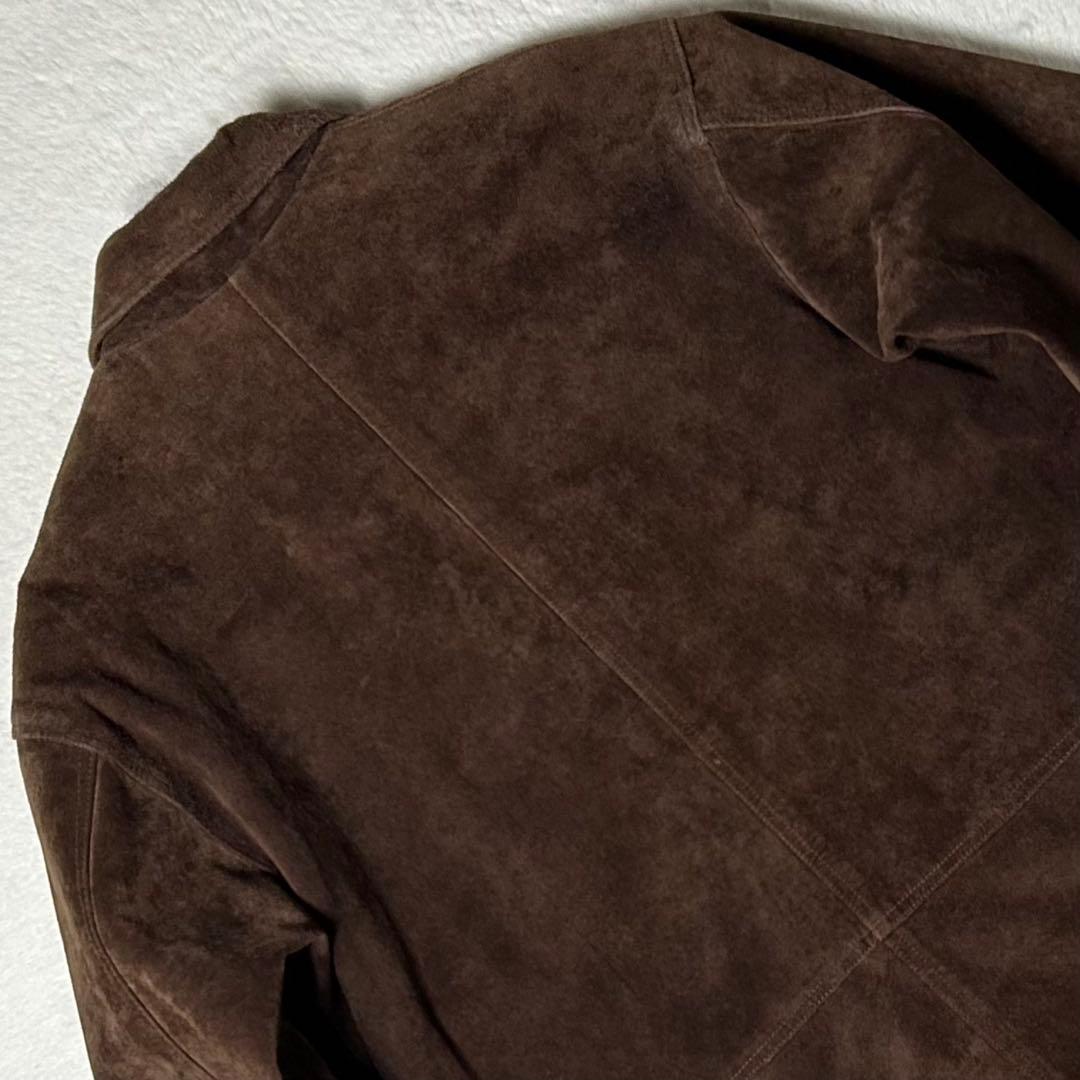 本革❗️ピッグスキン スエードカバーオール コート キルティング裏地 古着