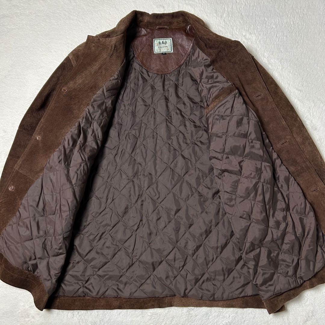 本革❗️ピッグスキン スエードカバーオール コート キルティング裏地 古着