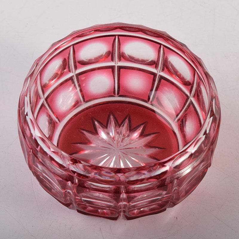 堀口硝子　須田秀石作　江戸切子　玉格子文　小鉢　共箱　2点　D　R8799