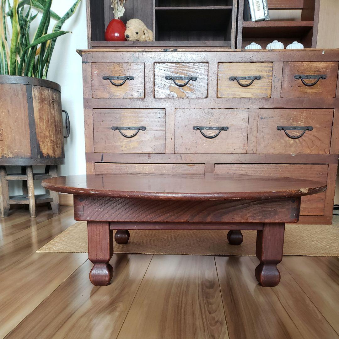 古家具　ちゃぶ台　一枚板　木製 　欅　折り畳み　無垢　時代家具