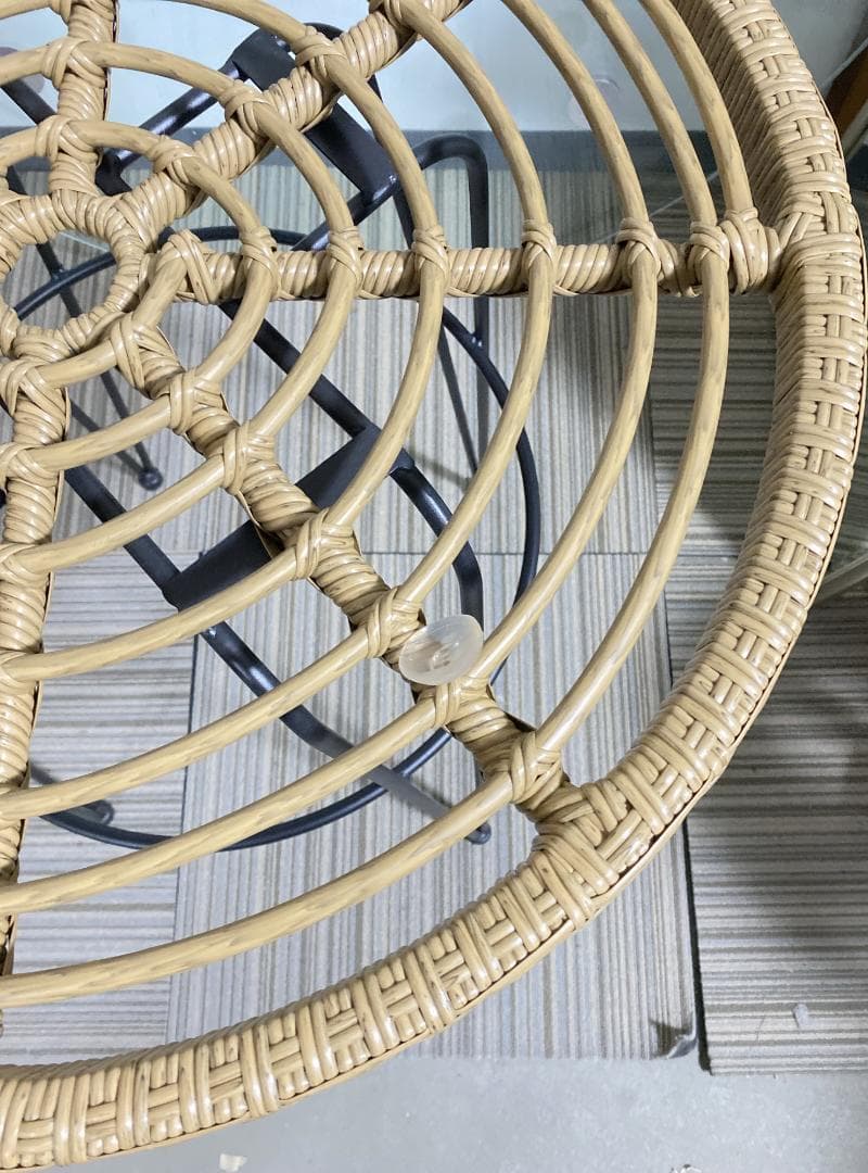 TOHMA リゾネア カフェテーブル サイドテーブル ラタン調・丸型・ガラス