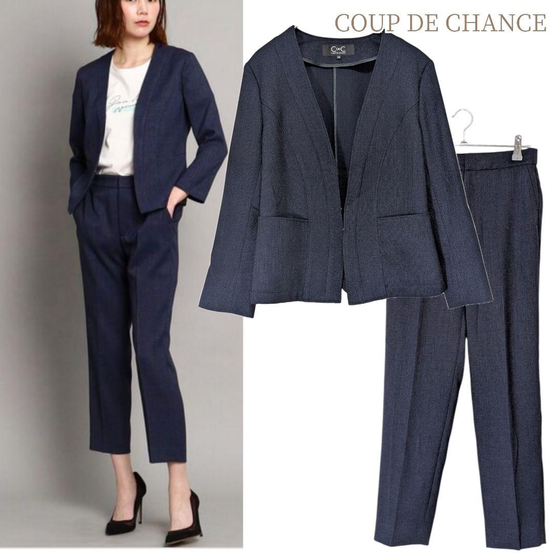 クードシャンス／日本製 定価4.4万円 ストレッチ パンツスーツセットアップ36
