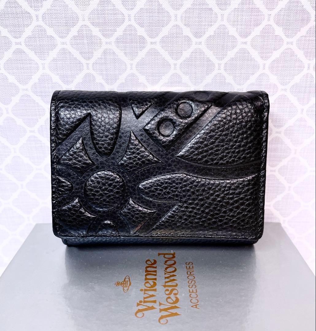 【魅力的☆ショッパー付】オーブ ヴィヴィアン・ウエストウッド 三折財布 黒