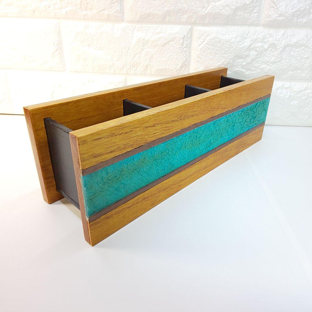 【1207】ウッドレジン　波模様　リモコンラック　収納ケース　インテリア　雑貨