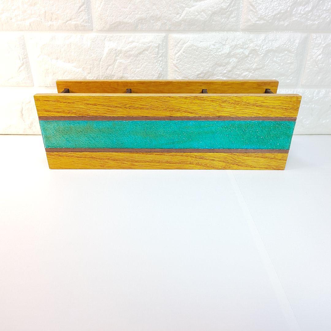 【1207】ウッドレジン　波模様　リモコンラック　収納ケース　インテリア　雑貨