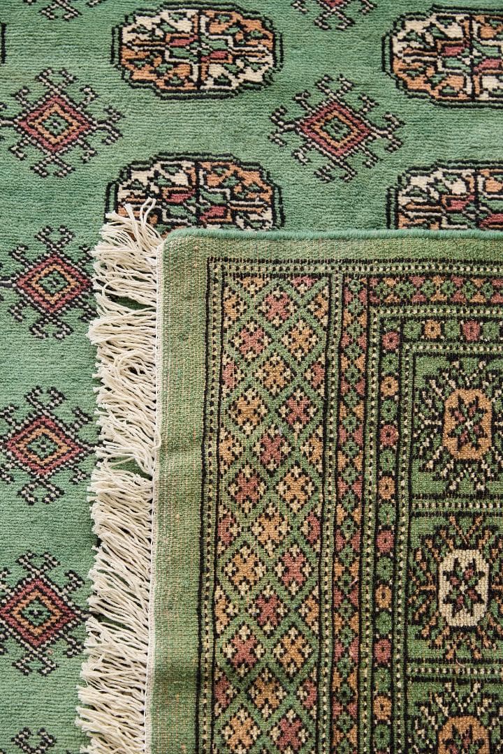 新品　大型ヴィンテージラグ　パキスタン絨毯（242×152cm）緑　茶　黒　黄