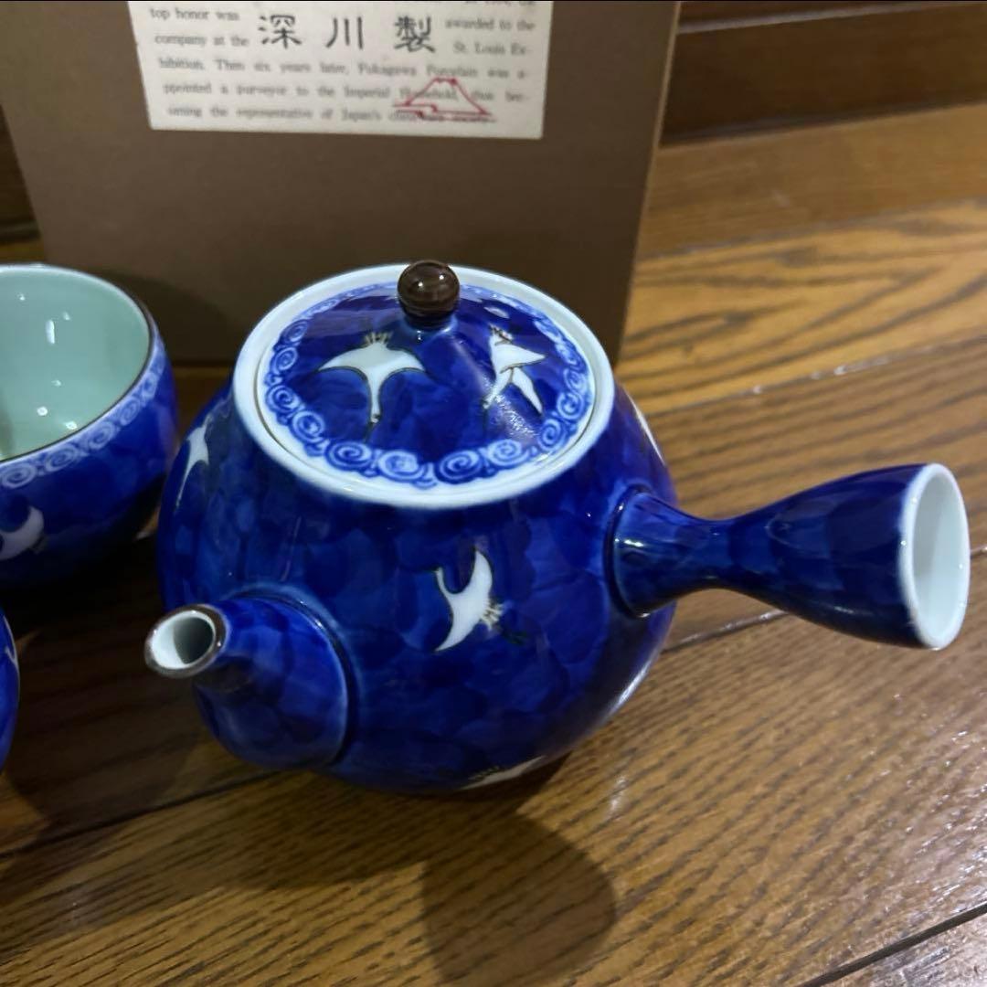深川製磁 白鶴紋様　平中急須