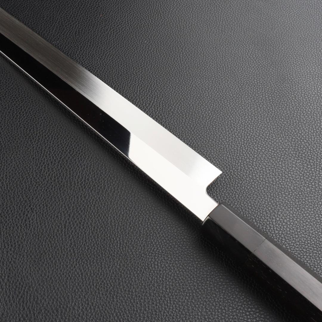 8732切付柳刃包丁9寸鏡面仕上げ刺身包丁 刃は究極の切れ味 黒檀黒水牛角八角柄
