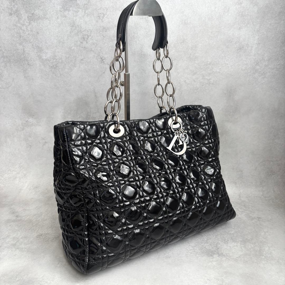 美品 Christian Dior カナージュ パナレア トートバッグ エナメル