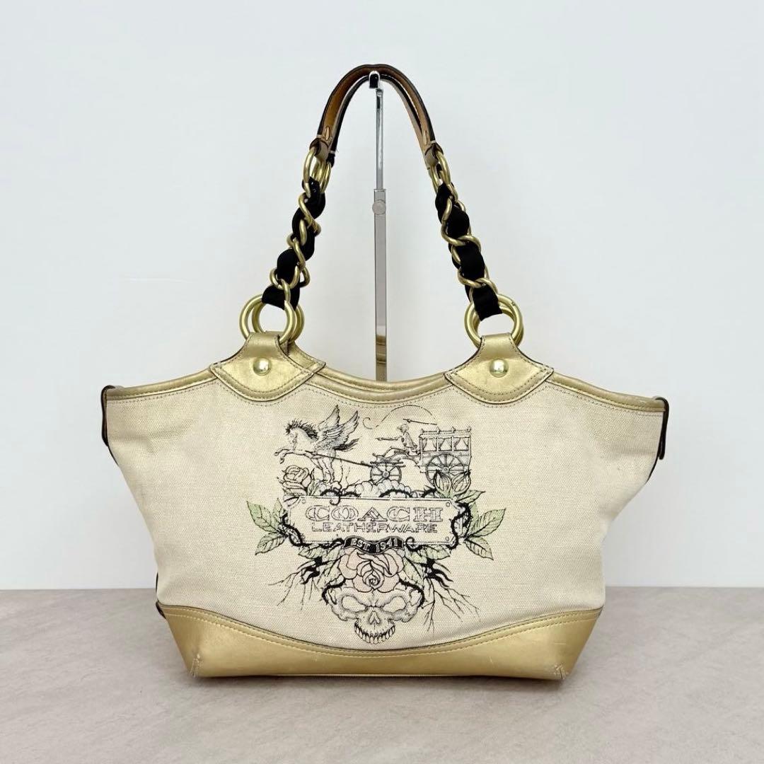 COACH トートバッグ タトゥーグラフィック バラモチーフ 肩掛け可能 レア